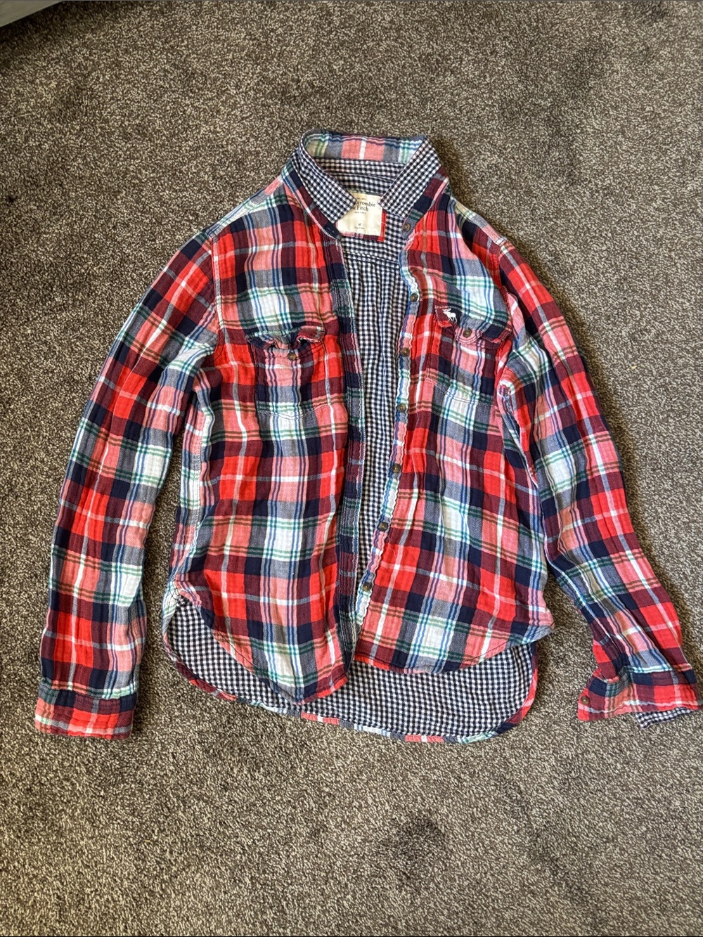 Abercrombie & Fitch Red Plaid Button-Down Shirt